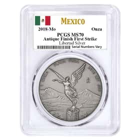 2018 1oz Antique Silver Libertad PCGS MS 70 FS|Bullion Exchanges