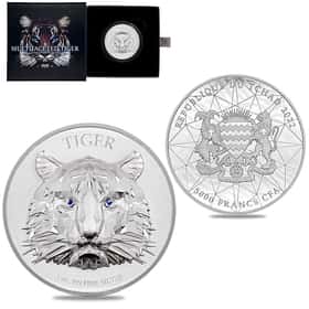 フィンズオンリー MBSチャター 1/2oz ホワイトチャート 2022 1 oz Silver Multifaceted Tiger Coin | Bullion Exchanges