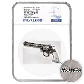 2023 Chad 2 oz Silver Revolver Gun Coin Serial #6 NGC MS 70 ER