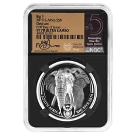 2019 South Africa 1 oz Big 5 Elephant NGC PF 70 Tumi Tsehlo Sign