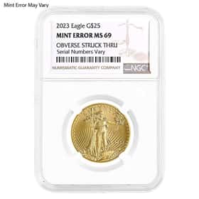 2023 1/2 oz Gold Eagle NGC MS 69 Mint Error (Obv Struck Thru)