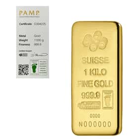 Kilo Gold Bar PAMP Suisse Fine (Cast, w/Assay)