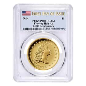 2024 1 oz Flowing Hair Proof Gold Coin 230th Ann PCGS PF 70 FDOI