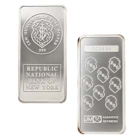 10 oz Johnson Matthey JM Republic National Bank Silver Bar