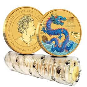 Lot of 20 - 2024 1/10 oz Colorized Gold Lunar Blue Dragon BU