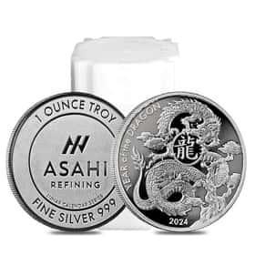 Roll of 20 - 2024 1 oz Asahi Lunar Dragon Silver Round
