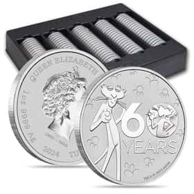 Box of 100 - 2024 1 oz Tuvalu Pink Panther 60th Ann. Silver