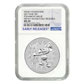 2017 1 oz Niue Silver Disney Steamboat Willie NGC MS 69 ER