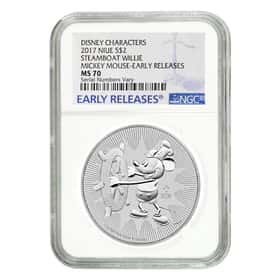 2017 1 oz Niue Silver Disney Steamboat Willie NGC MS 70 ER