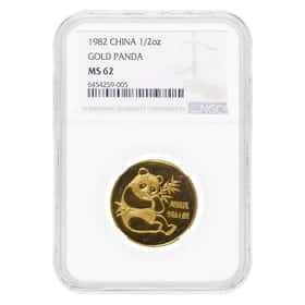 1982 1/2 oz Chinese Gold Panda NGC MS 62 | Bullion Exchanges