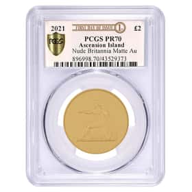 2021年 ノーブル 5ポンド 1/2オンス 金貨 PCGS PR70 2021 GOLD, ASCENSION ISLAND, 5 POUNDS, BRITT MINERVA, JOSEPH