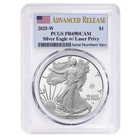 2025-W Laser Engraved Privy 1 oz Silver Eagle PCGS PF 69 AR