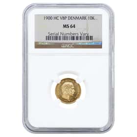 1900 HC VBP Denmark 10 Kroner Gold Coin Christian IX - NGC MS 64