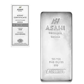 100 oz Asahi Silver Bar .999 Fine (Serialized) In Stock