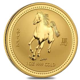 gold calendar 2002 午 2002 1 oz Gold Lunar Year of The Horse BU | Bullion Exchanges