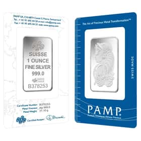1 oz PAMP Suisse Lady Fortuna Silver Bar | Bullion Exchanges