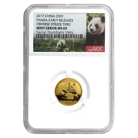 2017 3 Gram Chinese Gold Panda NGC MS 69 Early Releases Mint Error