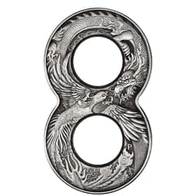 2020 2 oz Silver Antiqued Figure Eight Coin Dragon and Phoenix Perth Mint