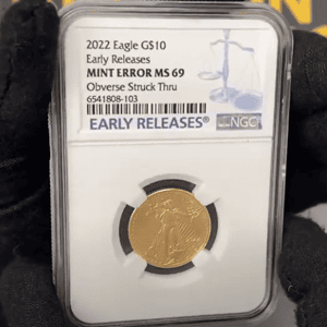 2022 1/4 oz Gold American Eagle NGC MS 69 ER Mint Error (Obv