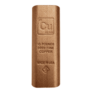 10 Pound Copper Element Bar .9999 Fine (Rounded Edges)