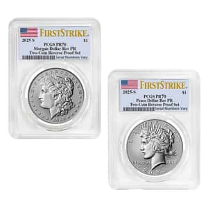 2025-S Morgan and Peace Silver Dollar Reverse Proof 2-Coin Set PCGS PF 70 FS