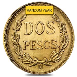 2 Pesos Mexican Gold Coin AGW .0482 oz AU/BU (Random Year)