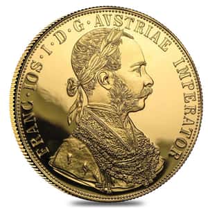 1915 Austrian 4 Ducat Gold Restrike AU/BU