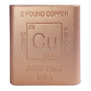 5 Pound Copper Element Bar .9999 Fine (Rounded Edges)