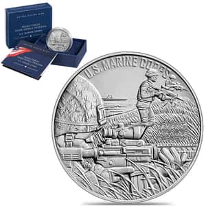 1 oz US Marine Corps Silver Medal (w/Box & COA)