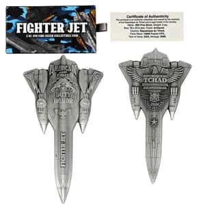 2024 Chad 2 oz Silver Fighter Jet Antiqued Shaped Coin .999 Fine