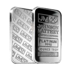 1 oz Johnson Matthey (JM) Platinum Bar .9995 Fine