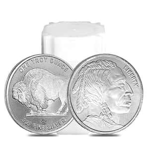 Tube of 20 - 1 oz Elemetal Buffalo Silver Round .999 Fine