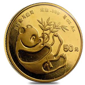 Chinese 1/2 oz Gold Panda Proof/Unc (Random Year, Not Sealed)