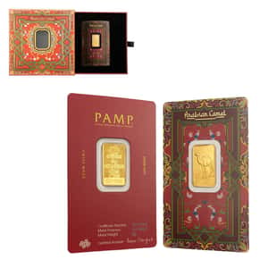 5 Gram PAMP Suisse Arabian Camel Gold Bar .9999 Fine (w/ Frame)