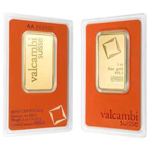 1 oz Gold Bar Valcambi Suisse .9999 Fine (in Assay)