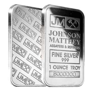 1 oz Johnson Matthey JM Silver Bars .999 Fine