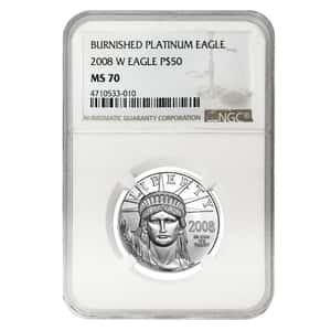 2008 W 1/2 oz $50 Burnished Platinum American Eagle NGC MS 70
