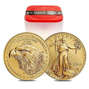 Roll of 20 - 2026 1 oz Gold American Eagle $50 Coin BU
