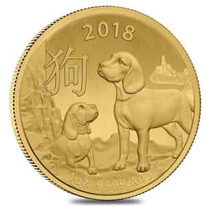 2018 1 OZ GOLD LUNAR YEAR OF THE DOG COIN .9999 FINE BU – ROYAL AUSTRALIAN MINT