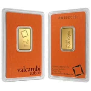 10 gram Gold Bar Valcambi Suisse .9999 Fine (In Assay)