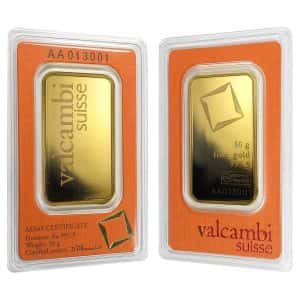 50 gram Gold Bar Valcambi Suisse .9999 Fine (In Assay) Bullion Exchanges