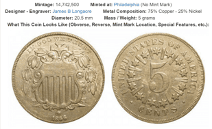 Shield Nickel (1866-1883) Coin Value