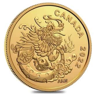 2022 Canada 1/20 oz Earth Dragon Proof Gold Coin .9999 Fine (w/Box & COA)
