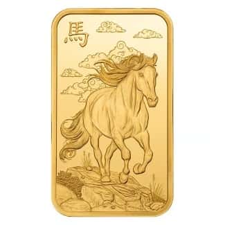 2026 1 oz PAMP Suisse Lunar Horse Gold Bar (in Assay) obverse