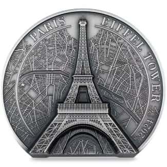 2024 Cook Islands 2 oz Silver Eiffel Tower Coin .9999 Fine