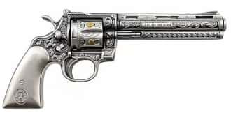 1 oz Silver Revolver Gun Shaped Antiqued High Relief .999 Fine