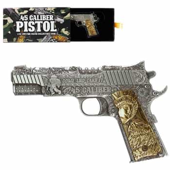 2024 Chad 2 oz Silver .45 Caliber Pistol Handgun Gilded Shaped Coin .999  Fine