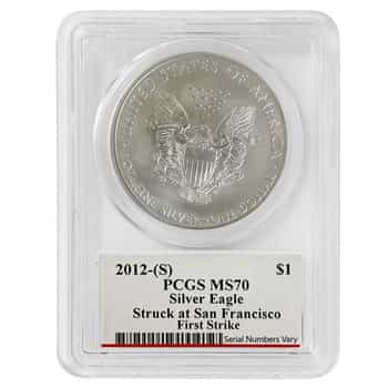 2012 (S) 1 oz Silver American Eagle $1 Coin PCGS MS 70 FS (John