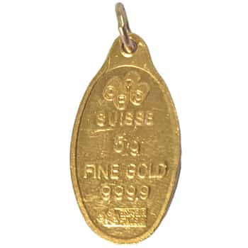 5 gram Gold PAMP Suisse Lady Fortuna Oval Pendant Scruffy