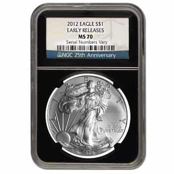 2012 1 oz Silver American Eagle $1 Coin NGC MS 70 Early Releases